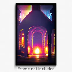 Pixel Art Poster - Adventurous Catacombs (8 Bit Psychedelic Video Game Print)