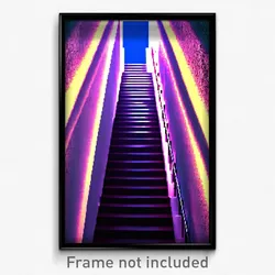Pixel Art Poster - Strange Stair (8 Bit Psychedelic Trippy Video Game Print)