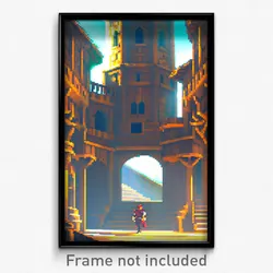 Pixel Art Poster - Shifty Citadel (8 Bit Psychedelic Trippy Video Game Print)