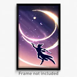 Pixel Art Poster - Acclaimed Moon Battle (8 Bit Psychedelic Video Game Print)