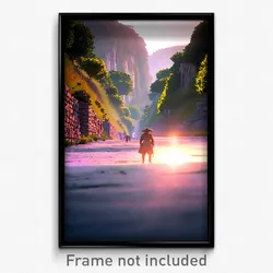 Pixel Art Poster - Narrow Landscape (8 Bit Psychedelic Trippy Video Game Print)