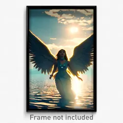 Pixel Art Poster - Angelic Lagoon (8 Bit Psychedelic Trippy Video Game Print)