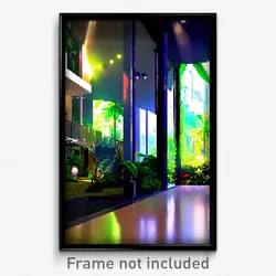 Pixel Art Poster - Modern Jungle (8 Bit Psychedelic Trippy Video Game Print)