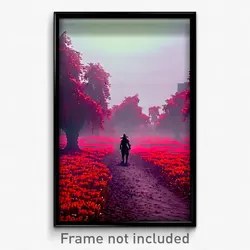 Pixel Art Poster - Red Fen (8 Bit Psychedelic Trippy Weird Video Game Print)