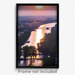 Pixel Art Poster - Urban Flood Plain (8 Bit Psychedelic Trippy Video Game Print)