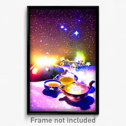 Pixel Art Poster - Starry Tea (8 Bit Psychedelic Trippy Weird Video Game Print)
