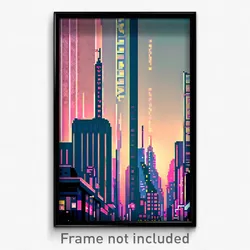 Pixel Art Poster - Sweet New York (8 Bit Psychedelic Trippy Video Game Print)