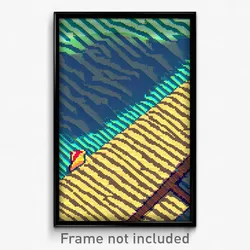 Pixel Art Poster - Zigzag Shore (8 Bit Psychedelic Trippy Video Game Print)