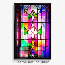 Pixel Art Poster - Artistic Stained Glass (8 Bit Psychedelic Video Game Print)