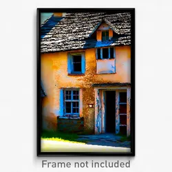 Pixel Art Poster - Worn Cottage (8 Bit Psychedelic Trippy Video Game Print)