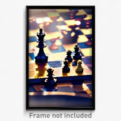 Pixel Art Poster - Majestic Chess Board (8 Bit Psychedelic Video Game Print)