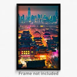 Pixel Art Poster - Measly Chinese City (8 Bit Psychedelic Video Game Print)
