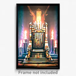 Pixel Art Poster - Ancient Throne (8 Bit Psychedelic Trippy Video Game Print)