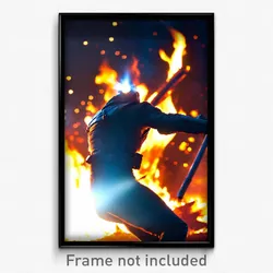 Pixel Art Poster - Accomplished Fire (8 Bit Psychedelic Trippy Video Game Print)