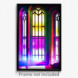 Pixel Art Poster - Familiar Stained Glass (8 Bit Psychedelic Video Game Print)