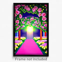 Pixel Art Poster - Flowery Aisle (8 Bit Psychedelic Trippy Video Game Print)