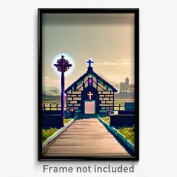 Pixel Art Poster - Tiny Parish (8 Bit Psychedelic Trippy Weird Video Game Print)