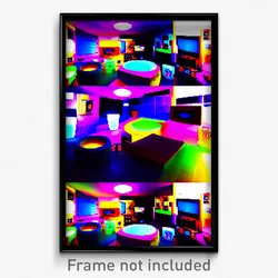 Pixel Art Poster - Colorful Home Theatre (8 Bit Psychedelic Video Game Print)