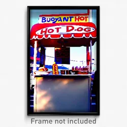 Pixel Art Poster - Buoyant Hot Dog Stand (8 Bit Psychedelic Video Game Print)