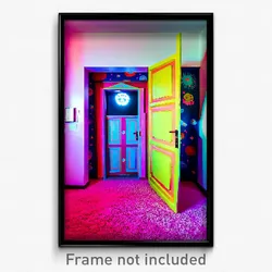 Pixel Art Poster - Quirky Door (8 Bit Psychedelic Trippy Weird Video Game Print)