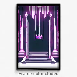 Pixel Art Poster - Imaginary Throne Room (8 Bit Psychedelic Video Game Print)