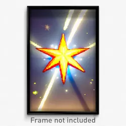 Pixel Art Poster - Artistic Star (8 Bit Psychedelic Trippy Video Game Print)