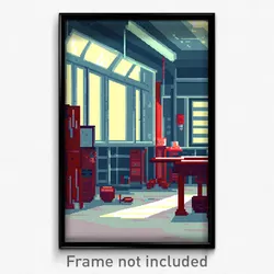 Pixel Art Poster - Droopy Workshop (8 Bit Psychedelic Trippy Video Game Print)