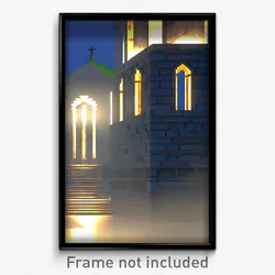 Pixel Art Poster - Nocturnal Mausoleum (8 Bit Psychedelic Video Game Print)