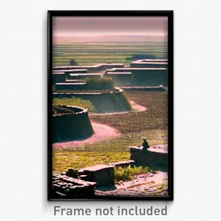 Pixel Art Poster - Rural Trenches (8 Bit Psychedelic Trippy Video Game Print)