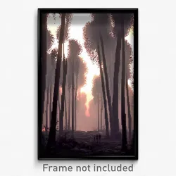 Pixel Art Poster - Dim Forest (8 Bit Psychedelic Trippy Weird Video Game Print)