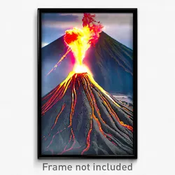 Pixel Art Poster - Webbed Volcano (8 Bit Psychedelic Trippy Video Game Print)