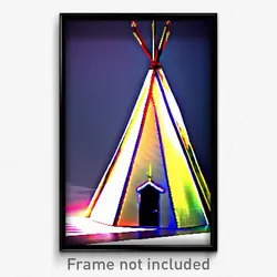 Pixel Art Poster - Dramatic Tepee (8 Bit Psychedelic Trippy Video Game Print)