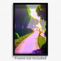Pixel Art Poster - Lonely Path (8 Bit Psychedelic Trippy Weird Video Game Print)