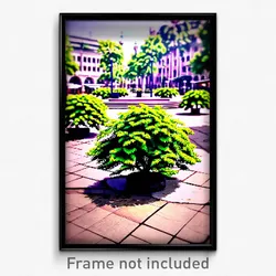 Pixel Art Poster - Leafy Plaza (8 Bit Psychedelic Trippy Weird Video Game Print)