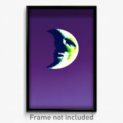 Pixel Art Poster - Adventurous Moon (8 Bit Psychedelic Trippy Video Game Print)