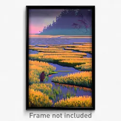 Pixel Art Poster - Humongous Marsh (8 Bit Psychedelic Trippy Video Game Print)