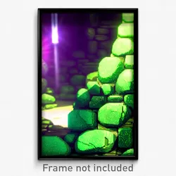 Pixel Art Poster - Green Stone (8 Bit Psychedelic Trippy Weird Video Game Print)