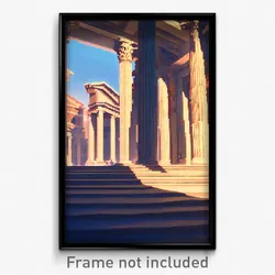 Pixel Art Poster - Calm Roman Architecture (8 Bit Psychedelic Video Game Print)