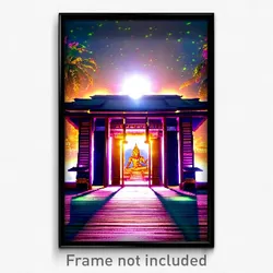 Pixel Art Poster - Spotted Temple (8 Bit Psychedelic Trippy Video Game Print)