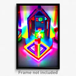 Pixel Art Poster - Colorful Hearth (8 Bit Psychedelic Trippy Video Game Print)