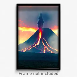 Pixel Art Poster - Wicked Volcano (8 Bit Psychedelic Trippy Video Game Print)