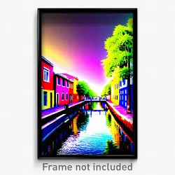 Pixel Art Poster - Colorful Canal (8 Bit Psychedelic Trippy Video Game Print)