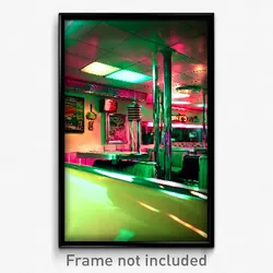 Pixel Art Poster - Murky 50'S Diner (8 Bit Psychedelic Trippy Video Game Print)