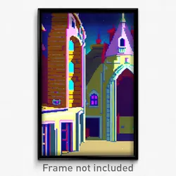 Pixel Art Poster - Thick Cartoon Architecture (8 Bit Video Game Print)