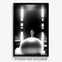Pixel Art Poster - Black And White Space (8 Bit Psychedelic Video Game Print)