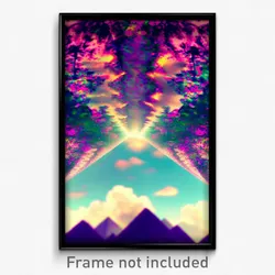 Pixel Art Poster - Kaleidoscopic Cloud Forest (8 Bit Video Game Print)
