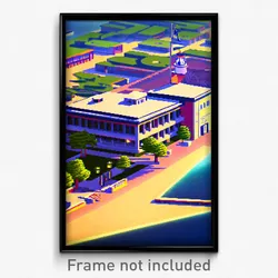 Pixel Art Poster - Nautical Campus (8 Bit Psychedelic Trippy Video Game Print)