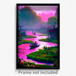 Pixel Art Poster - Vivacious Bayou (8 Bit Psychedelic Trippy Video Game Print)