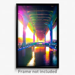 Pixel Art Poster - Bright Bridge (8 Bit Psychedelic Trippy Video Game Print)