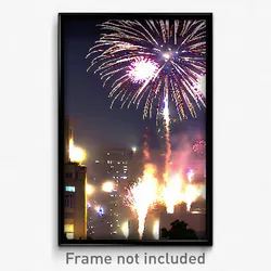 Pixel Art Poster - Urban Fireworks (8 Bit Psychedelic Trippy Video Game Print)